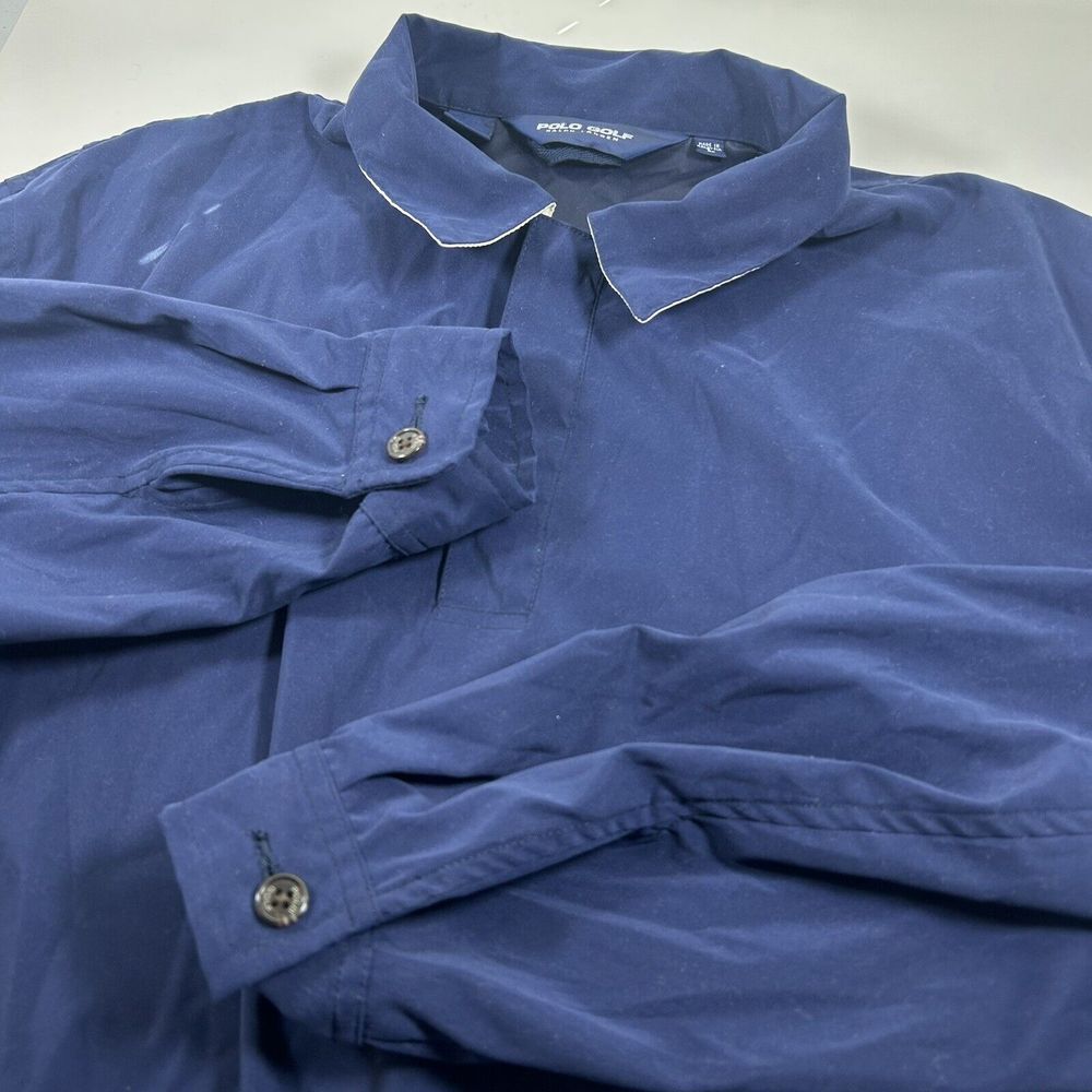 Polo Golf Ralph Lauren Pullover Blue Quarter Button Windbreaker Polyester Size L